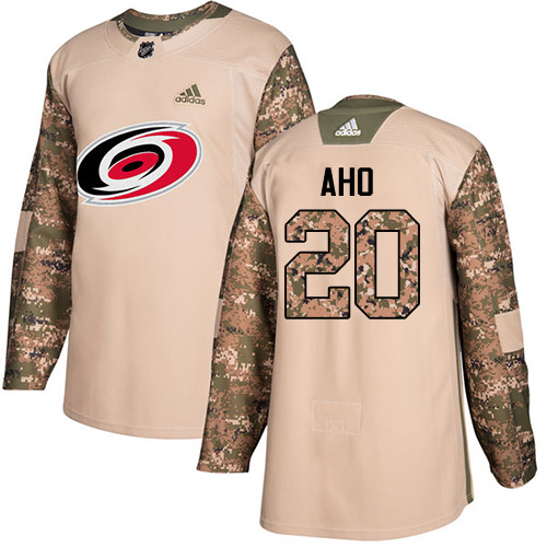 Adidas Hurricanes #20 Sebastian Aho Camo Authentic Veterans Day Stitched NHL Jersey